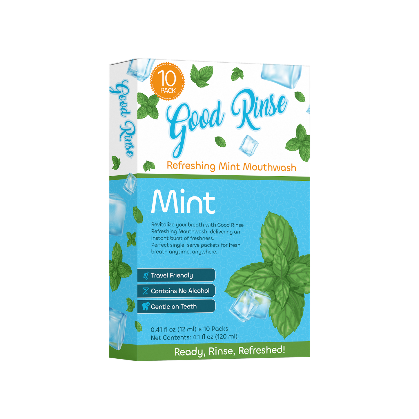 Good Rinse Mouthwash – 10 Single-Use Travel Packs | Portable Alcohol-Free Oral Rinse for Fresh Breath | Convenient On-the-Go Mouthwash | Mint Flavor