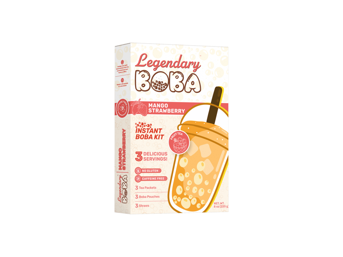 LegendaryBoba Instant Boba Fruit Tea Kit - Mango Strawberry (Caffeine Free)